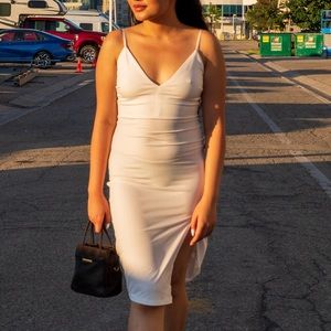 ROOM SERVICE White Cami Slit Dress